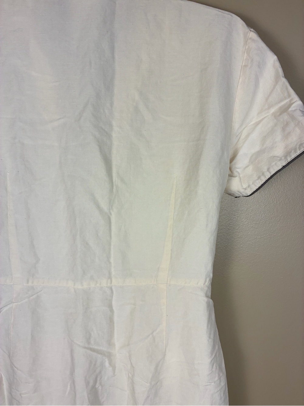 VTG Laura Ashley Silk Linen Cream Button Front Midi Shirt Tea Dress - Picture 10 of 12